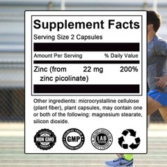 Zinc Picolinate 22mg, Body Preferred Form – Gluten Free and Non-GMO