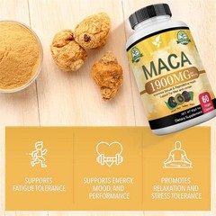 2PCS Maca Root Capsules 1900mg, Black Yellow Red Maca Extract with Ashwagandha