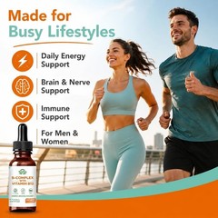 Suiyilary Vitamin B Complex Liquid Drops, B12 Methylcobalamin, B9 Folic, Vitamin