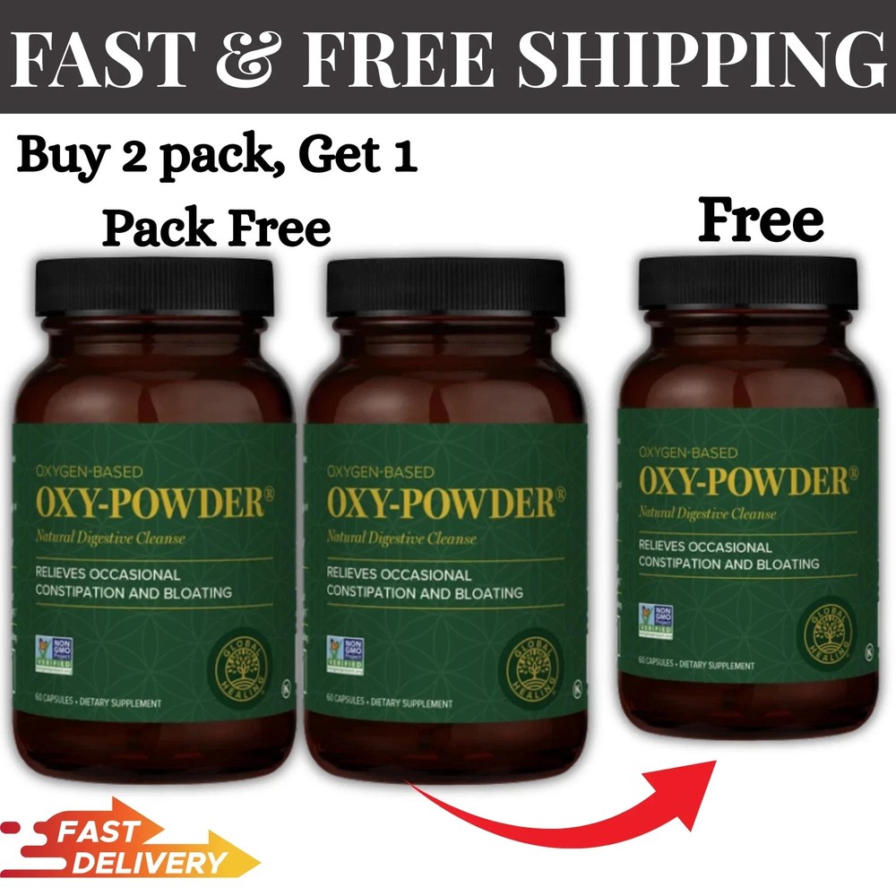 3package Oxy-Powder Colon Detox Sixty Caps plant-based Constipation Relief Clean