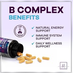 B Complex Vitamin Supplement 1000mcg – 3X Strength with Vitamin C & Folic Acid