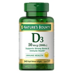 Nature’s Bounty Vitamin D3 5000 IU Softgels for Bone & Immune Support 240 Count