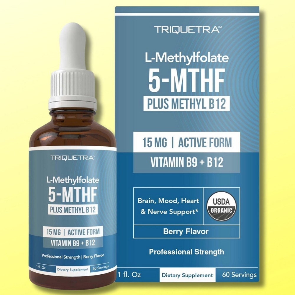 Advanced L-Methylfolate 5mg Methyl Plus MTHF B12 15mcg Active B9 Vitamin Supplem