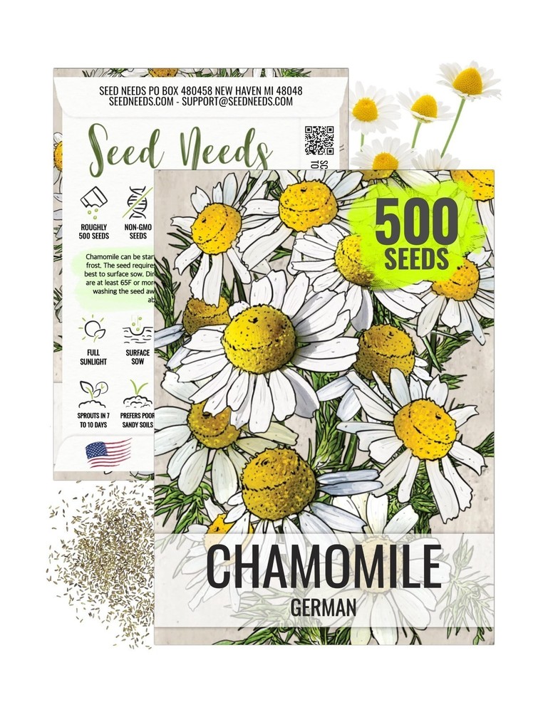 Seed Needs, German Chamomile Seeds – 500 Heirloom Seeds for Planting Matricar…