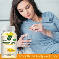 Mullein Leaf Capsules For Lung Cleansing & Detox Herbal 1500mg 60/120/240Caps