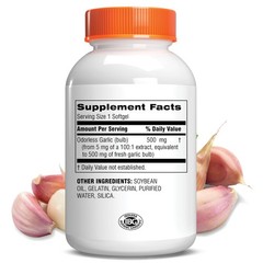 Odorless Garlic Oil Softgels – Antioxidant Cholesterol and Immune for Adults …