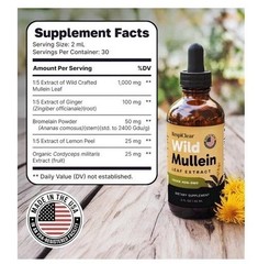 RespiClear 2X Wild fl Leaf Liquid Extract Drops Vegan Non-GMO 2 Mullein oz Lemon