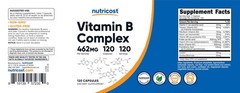 Nutricost High Potency Vitamin B Complex 462mg, 120 Count (Pack of 1), Red