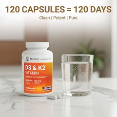 Dr. Berg D3 & K2 Vitamin Supplement – D3 K2 10,000 IU , 120 Capsules
