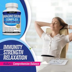 -in-1 Magnesium Complex 1000mg Glycinate Citrate High Absorption 90 Capsules