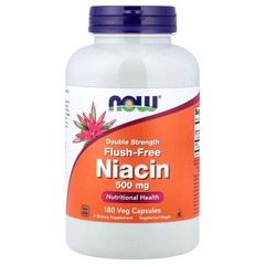2 X NOW Foods, Flush-Free Niacin, 500 mg, 180 Veg Capsules