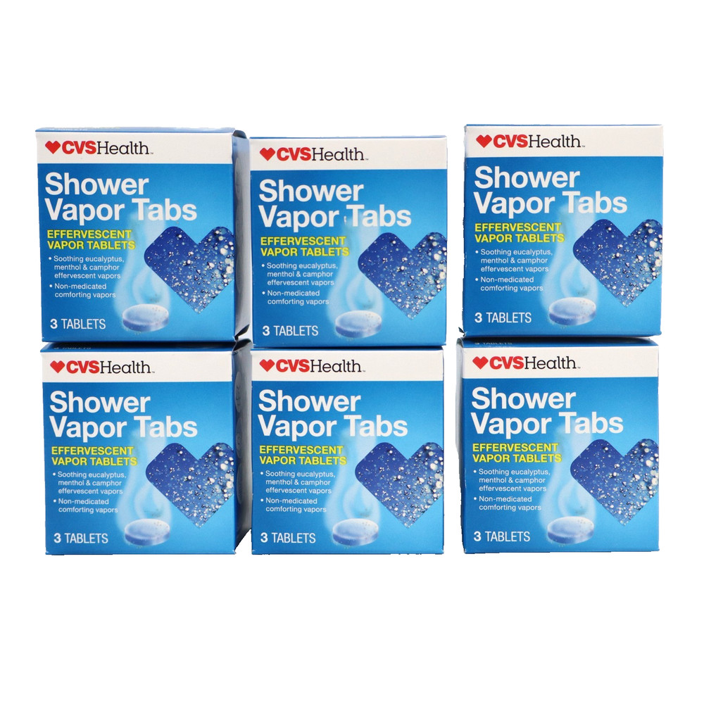 18 Tablets CVS Shower Vapor Tabs Tablets Effervescent Menthol Camphor Eucalyptus