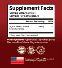 Organic Beetroot Capsules – Premium Quality Ingredients – USA Facility – 6 PACK