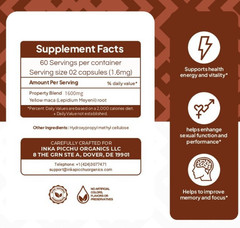 Maca Root Capsules 120 Count 1600mg Per Serving Energy & Stamina Support