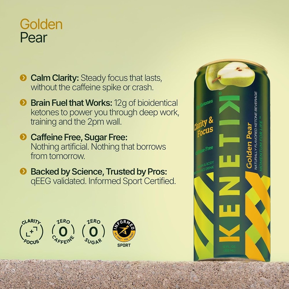 GOLDEN PEAR KENETIK Nootropic Ketone Drink – Energy Focus, Sugar Free