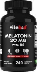 Melatonin 20 Mg – 240 Fast Dissolve Tablets – Drug Free – Natural Berry Flavor –