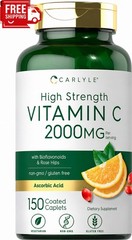 Carlyle Vitamin C 2000mg with Rose Hips 150 Caplets Vegetarian Non-GMO Gluten…