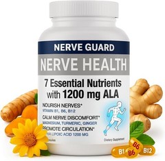 Nerve Guard Supplement ALA 1200mg Vitamins B12 B6 B1 Magnesium – 30 Capsules USA