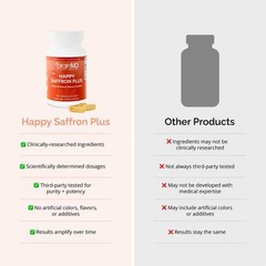 BrainMD Happy Saffron Plus Vegan Capsules Mood Memory Stress Support 90 Count