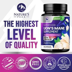 Lions Mane Supplement Capsules 10,000mg, Premium Lions Mane Mushroom for Support