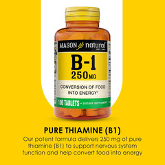 Vitamin B,1 Thiamine 250 Mg, 100 Day Supply Dietary Supplement, Easy,To,Swallow