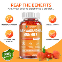 60pcs Adaptogen Ashwagandha Gummies – Cortisol Balance & Mental Clarity Formula