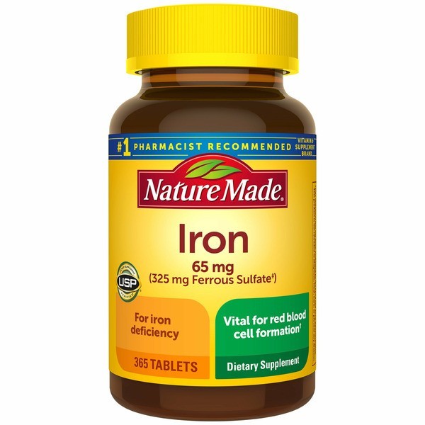 Nature Made Iron 65mg 365 Tablets Ferrous Sulfate Dietary Supplement