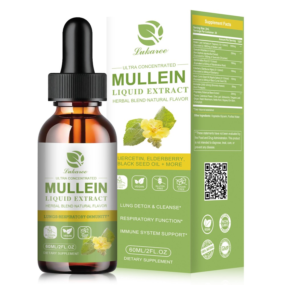 Mullein Extract Supplement Super Concentrated for Lungs Detox and Cleanse 60ML