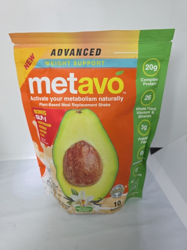 Metavo Plant-Based Meal Replac Shake Vanilla 21g Protein 10 Srvngs 9.5oz.10/26