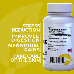 CHAMOMILLE – Soothe & Relax – Digestive Aid – Menstrual Support – 60 Caps