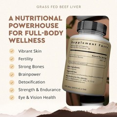 1-3 Bottles Ancestral Supplements Grass-Fed Beef Liver 180 Capsules (500mg) Each
