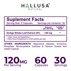 GINKGO BILOBA 120 mg – Brain Function – Memory Support Supplement – 60 Cap