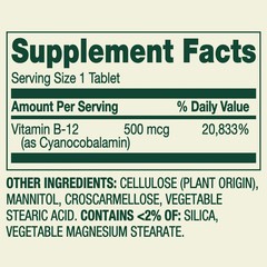 Spring Valley Vitamin B12 Tablets, 500 mcg, 100 Count