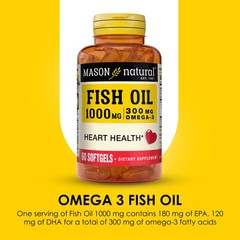 MASON NATURAL Omega,3 Fish Oil, 180,Day Supply, 60 Count (Pack of 3), Yellow