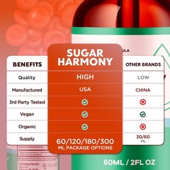2pcs Sugar Harmony Drops,Advanced Blood Health Support Formula Droppers 60ml