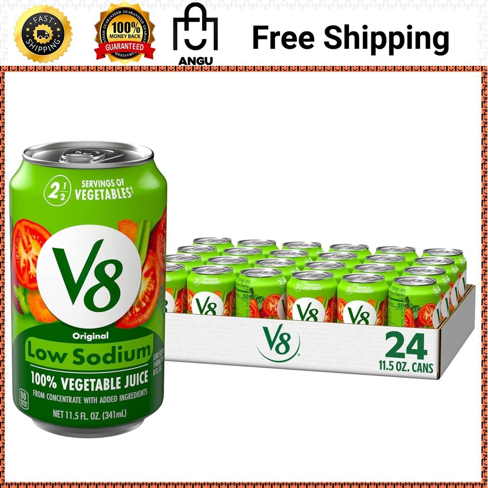 V8 Low Sodium Vegetable Juice 11.5 oz | 24 Pack | 2.5 Servings Veggies/Can