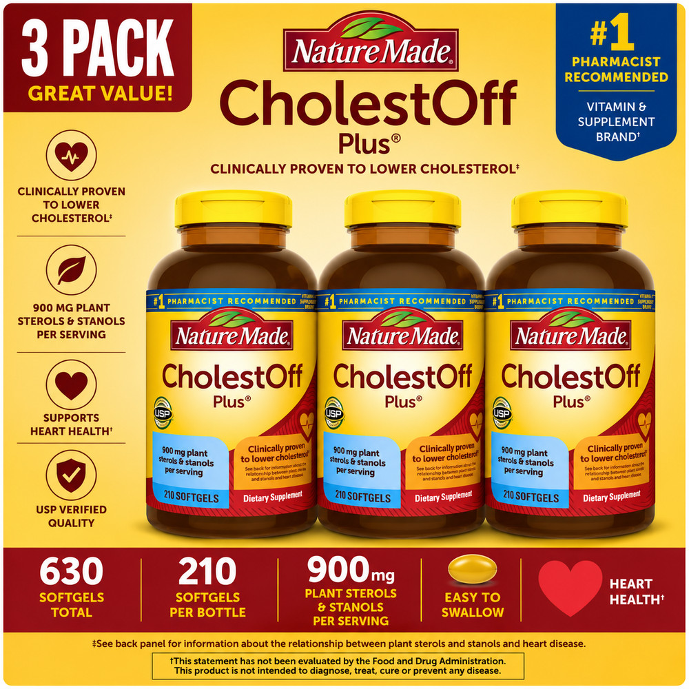 3-Pack Nature Made CholestOFF Plus, 210 Softgels