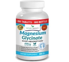 Magnesium Glycinate Non Buffered, 400 mg per serving, 200 tablets