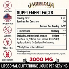 LIPOSOMAL GLUTATHIONE LIQUID 2000mg Anti Aging Antioxidant Detoxifier Jagielolia