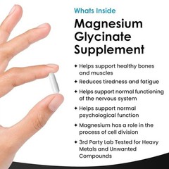 Advanced Magnesium Glycinate Capsules High Strength 1040mg Fatigue Bone Health 1