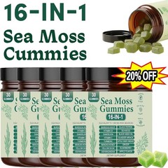 Premium 16 in 1 Organic Sea Moss Gummy | Irishmoss Extract 6000Mg | Green Apple