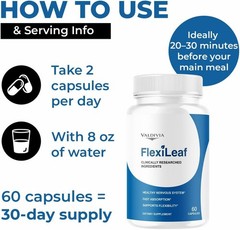 FlexiLeaf Blood Sugar Support Supplement Capsules Glucose Natural 1 Pack 60Ct