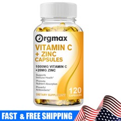 120 Capsules Vitamin C & Zinc Capsules 1000mg Complex Supplement Vegetarian