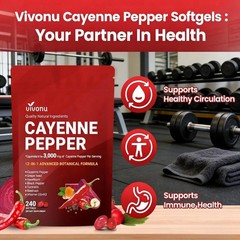 VivoNu Cayenne Pepper Supplement –240 Softgels for Circulation & Vascular Health