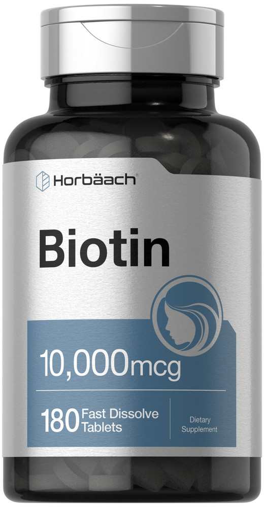 Biotin 10000mcg | 180 Fast Dissolve Tablets | Vegetarian | by Horbaach