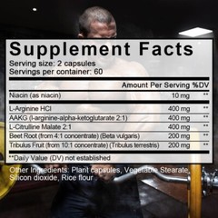 Nitric Oxide Booster 400 Mg Enhances Energy Promote Muscle Growth 120 Capsules
