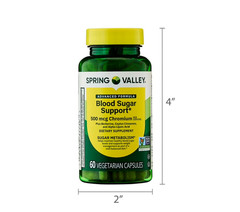 2 PACK Spring Valley Advanced Blood Sugar Chromium 500 mcg,60 VegetarianCapsules