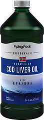 Cod Liver Oil Liquid | 16 oz | with EPA and DHA | Non-GMO | by Piping Rock
