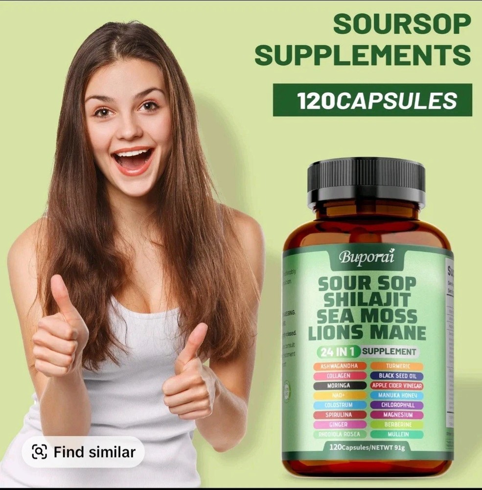 Soursop Dietary Supplement, rich in antioxidants, 120 capsules per bot