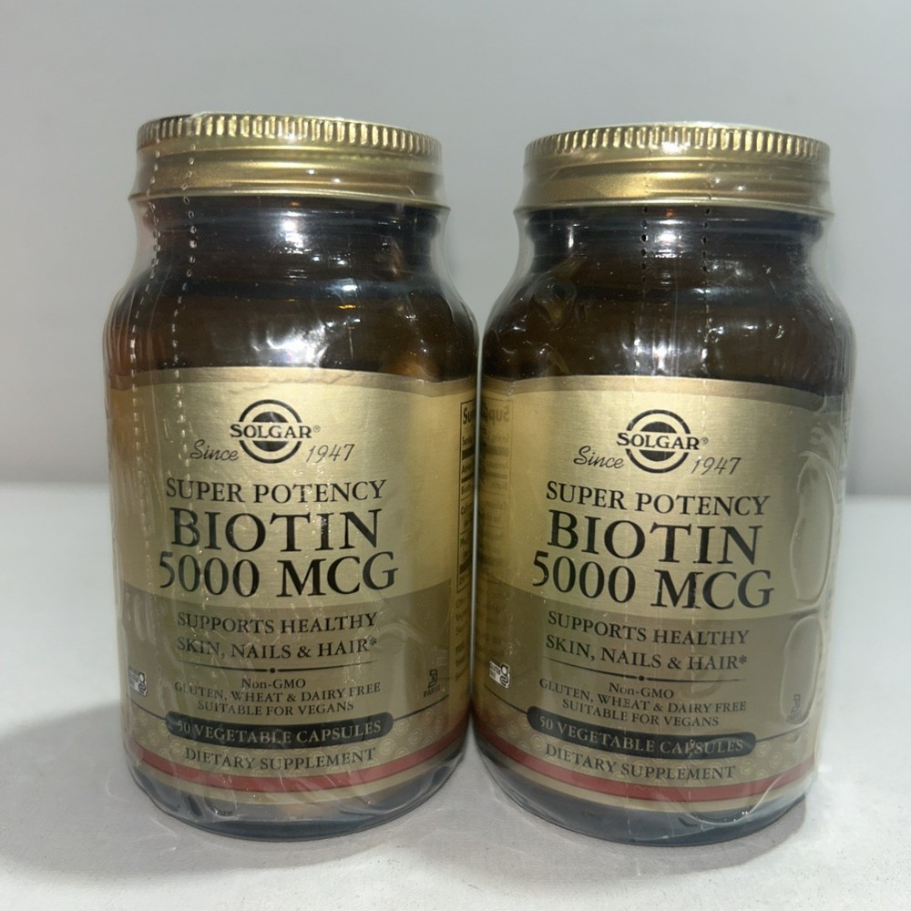 2 Solgar Biotin 5000 Mcg 50 Vegetable Capsules New & Sealed